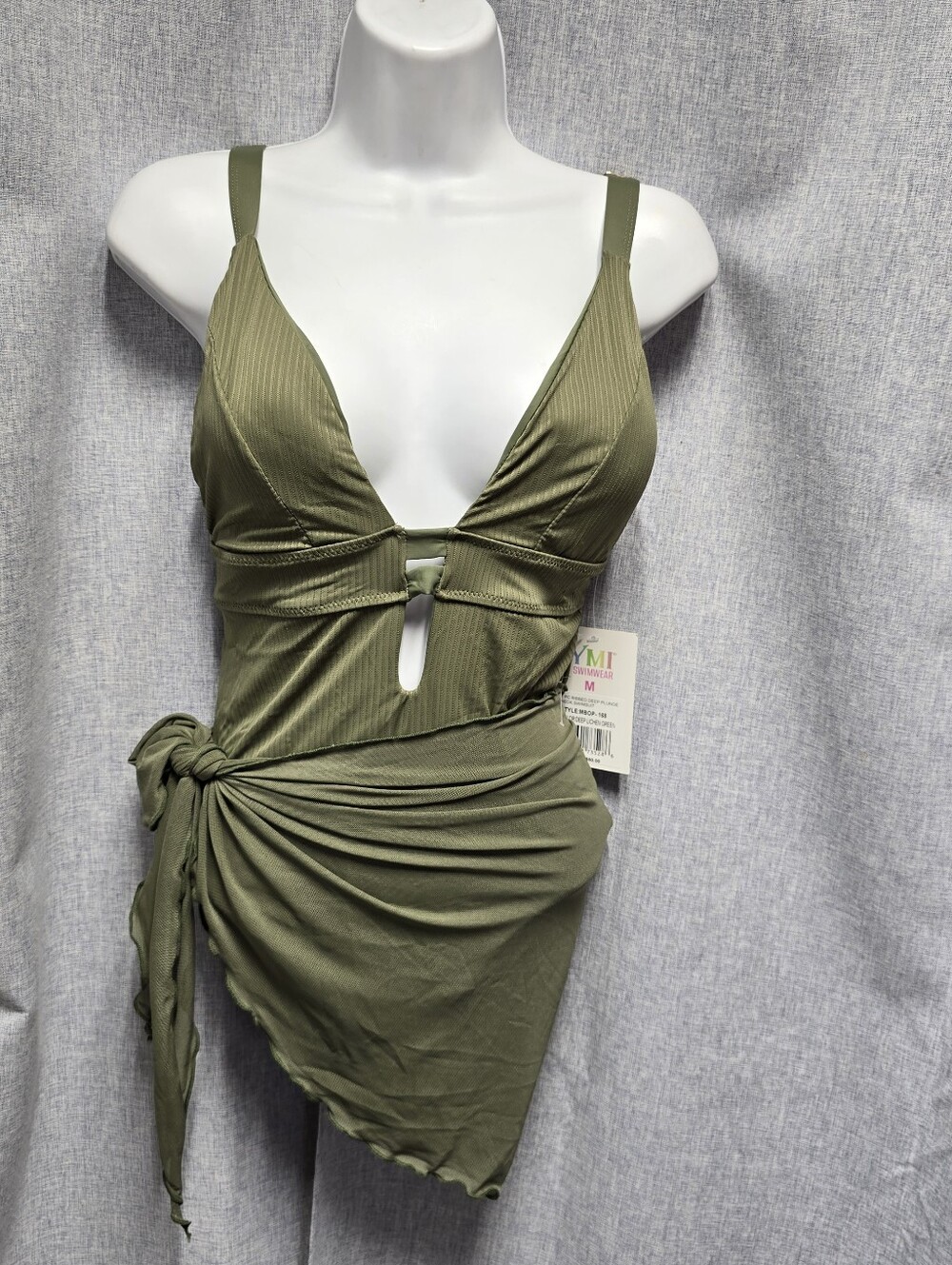 YMI Swimwear Women's One-Piece Swimsuit & Wrap Olive Green Size Medium NEW